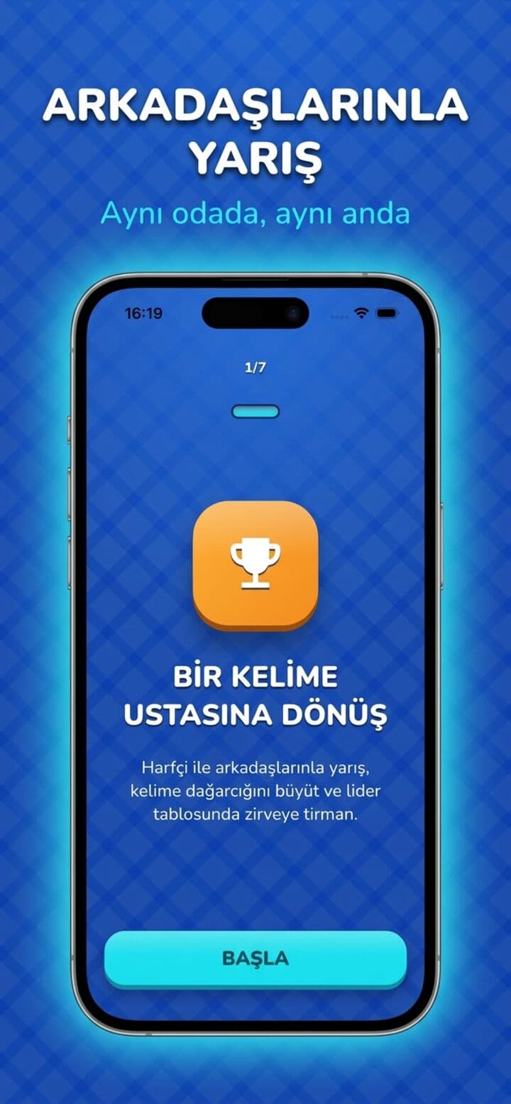 Harfçi tanıtım ekranı: arkadaşlarınla yarış